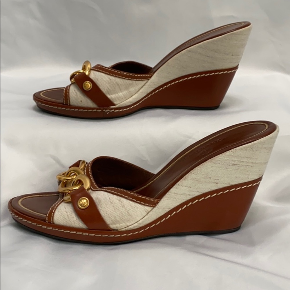 Cole Haan Leather & Linen Wedges Size 8.5 - Picture 3 of 7